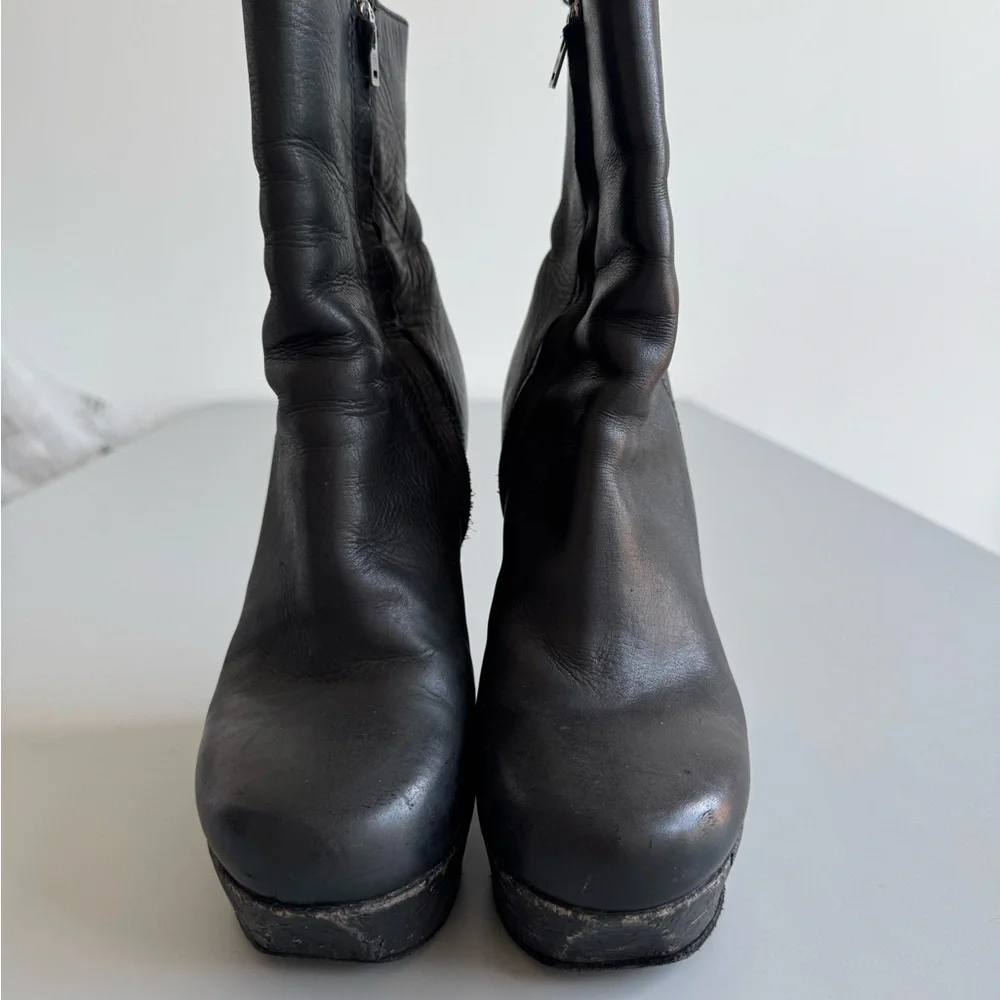 Black Leather ACNE STUDIOS Wedge Ankle Boots 38